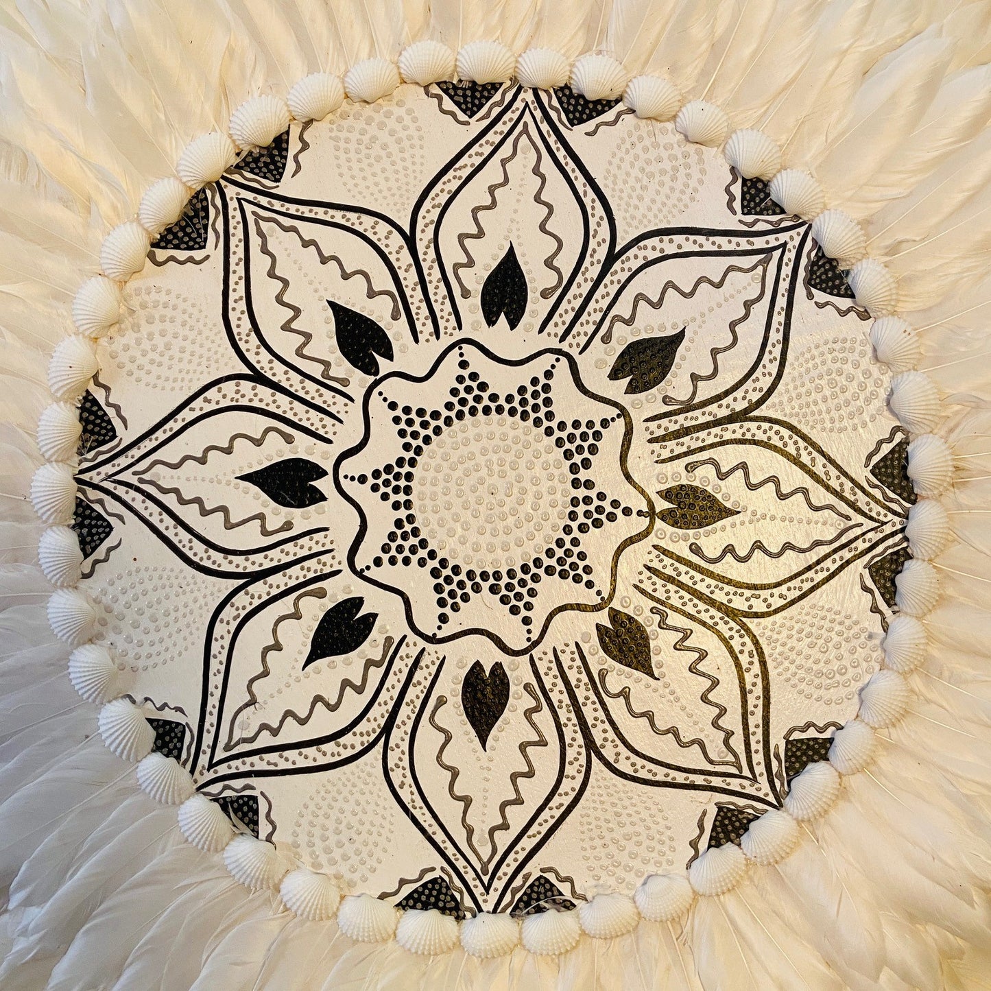 Mandala Ethnique Déco Murale Coquillages Plumes Lotus