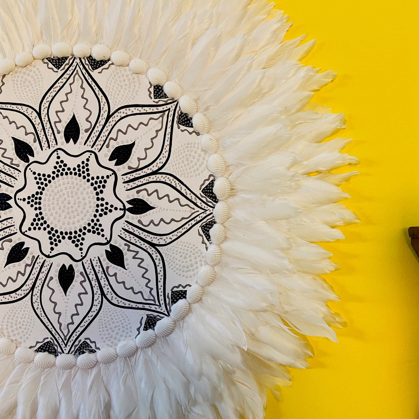 Mandala Ethnique Déco Murale Coquillages Plumes Lotus