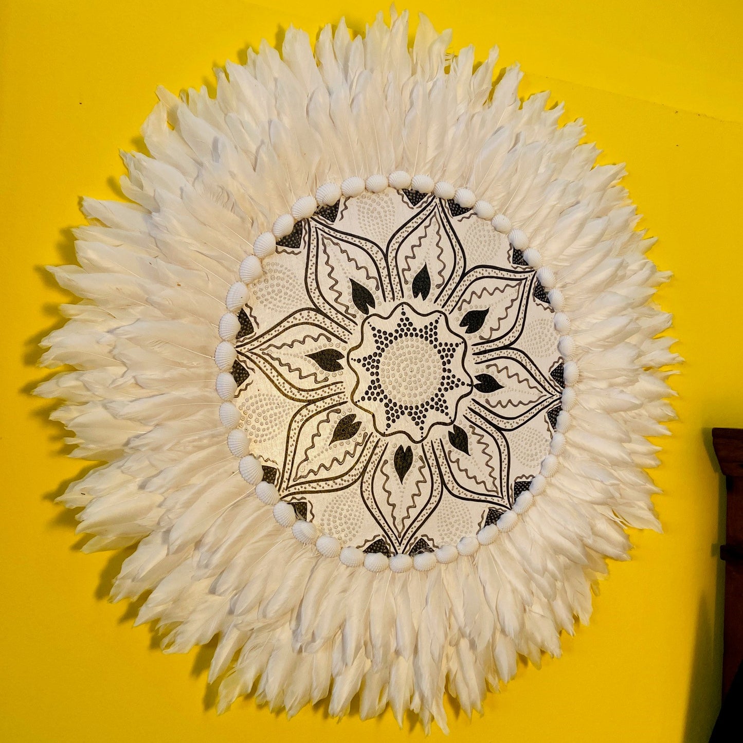 Mandala Ethnique Déco Murale Coquillages Plumes Lotus