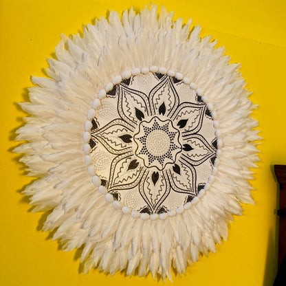 Mandala Ethnique Déco Murale Coquillages Plumes Lotus