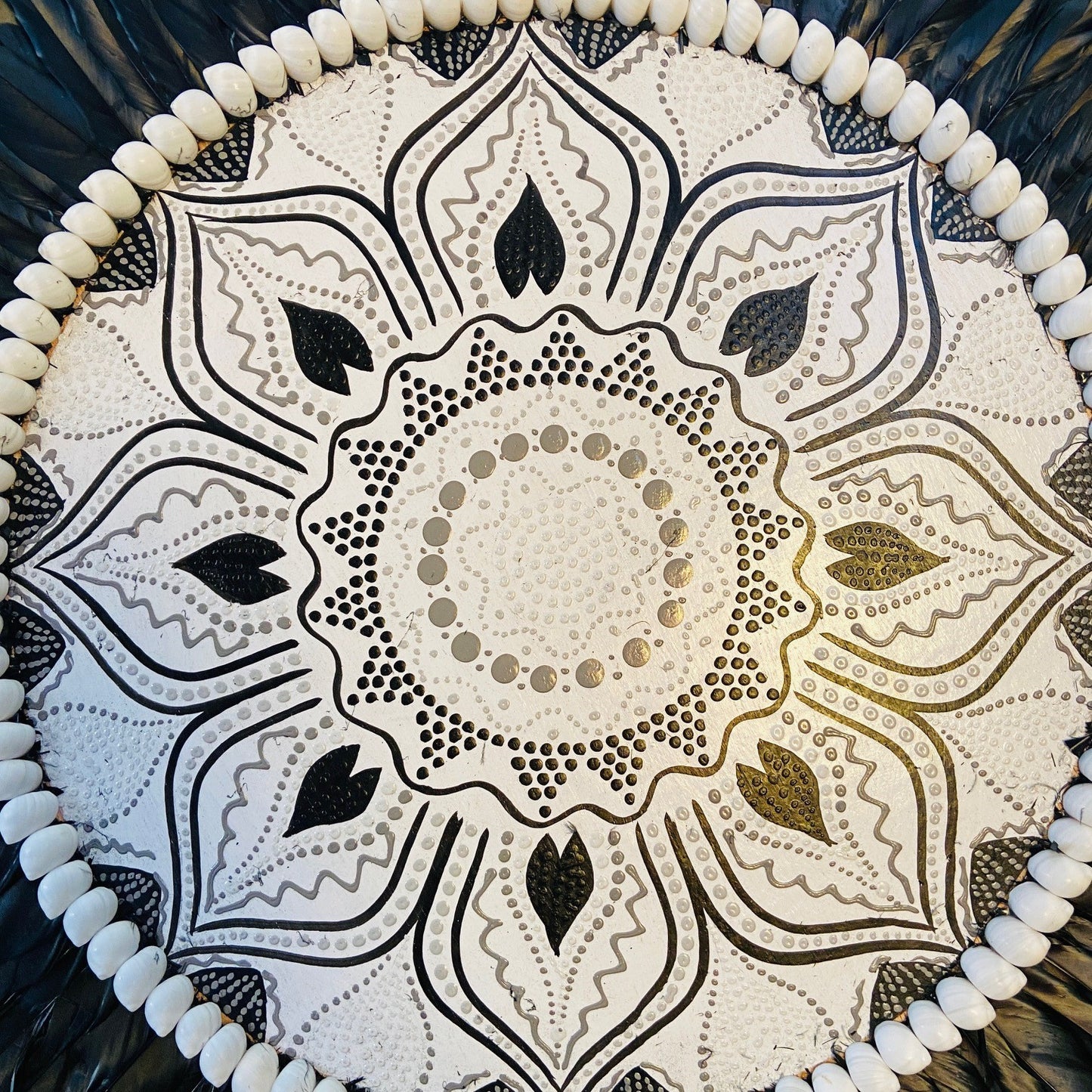 Mandala Ethnique Déco Coquillages Plumes Fleur de Lotus