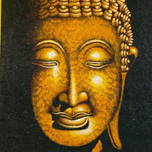 Peinture ethnique Bouddha sur toile brodée