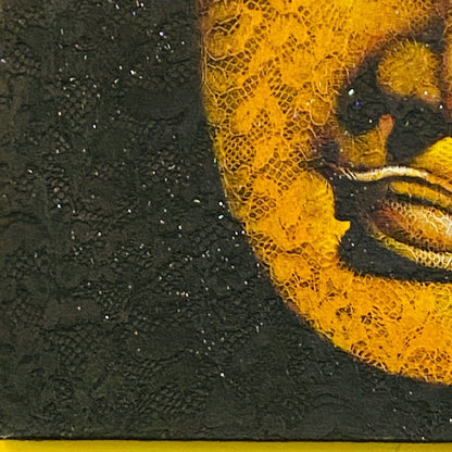 Peinture ethnique Bouddha sur toile brodée
