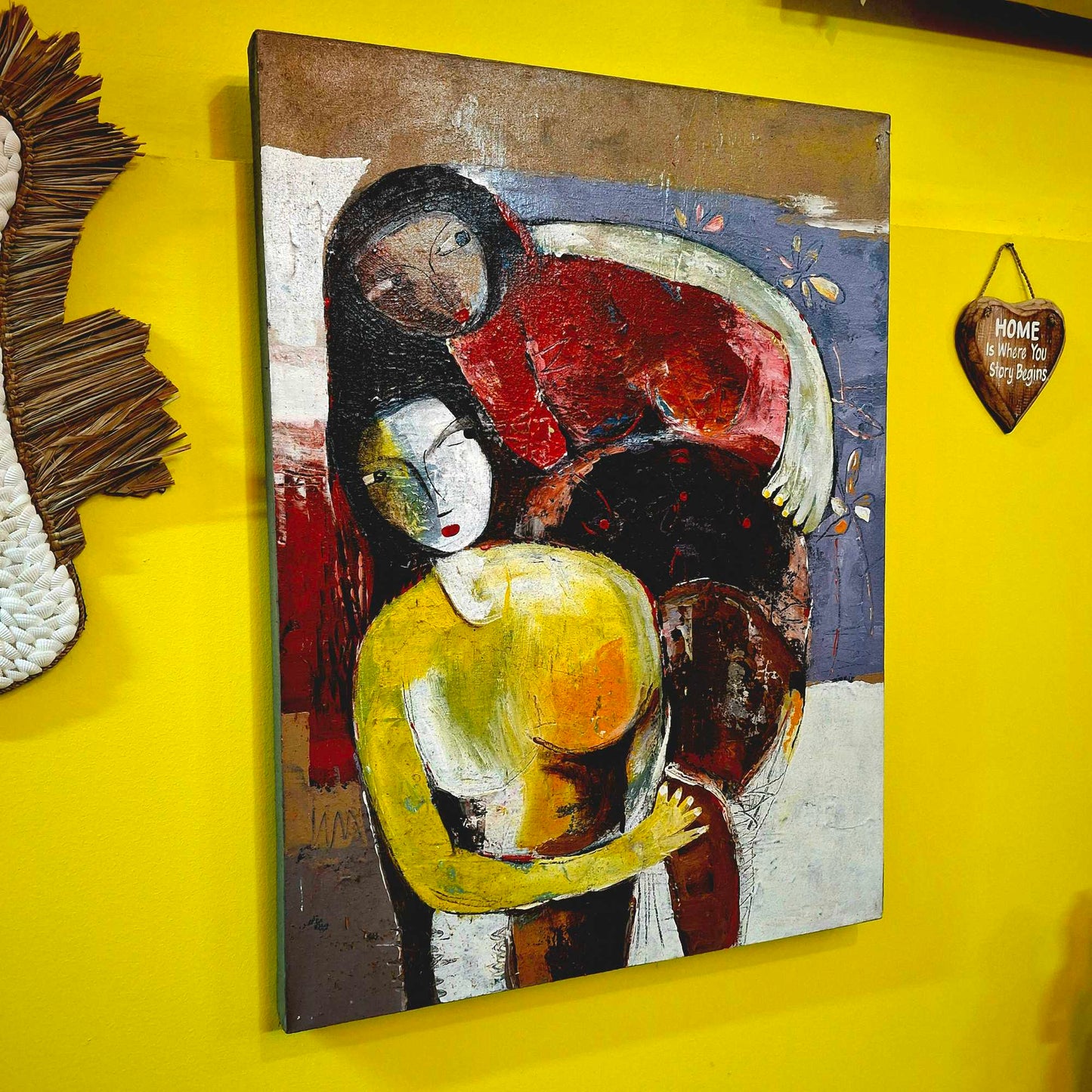 Dipinto etnico quadro maternità arte impressionismo