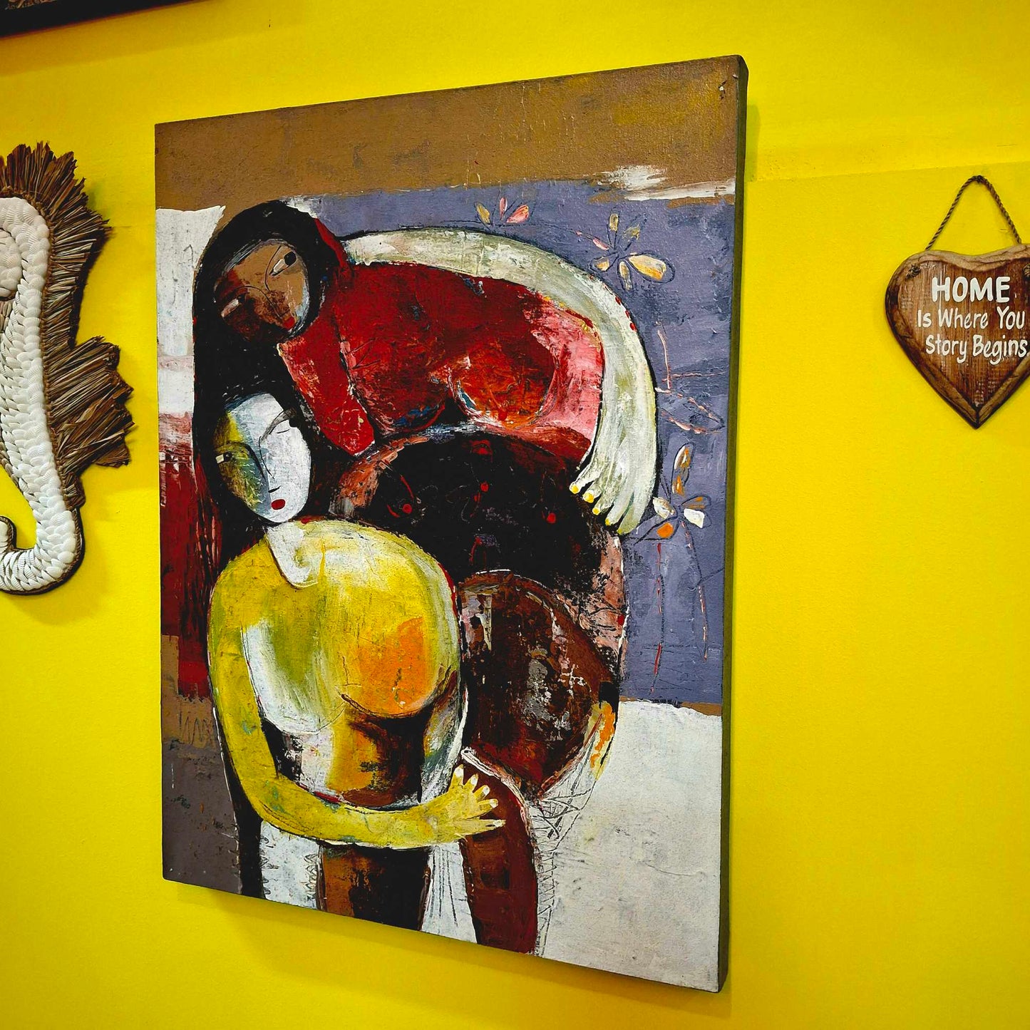 Dipinto etnico quadro maternità arte impressionismo