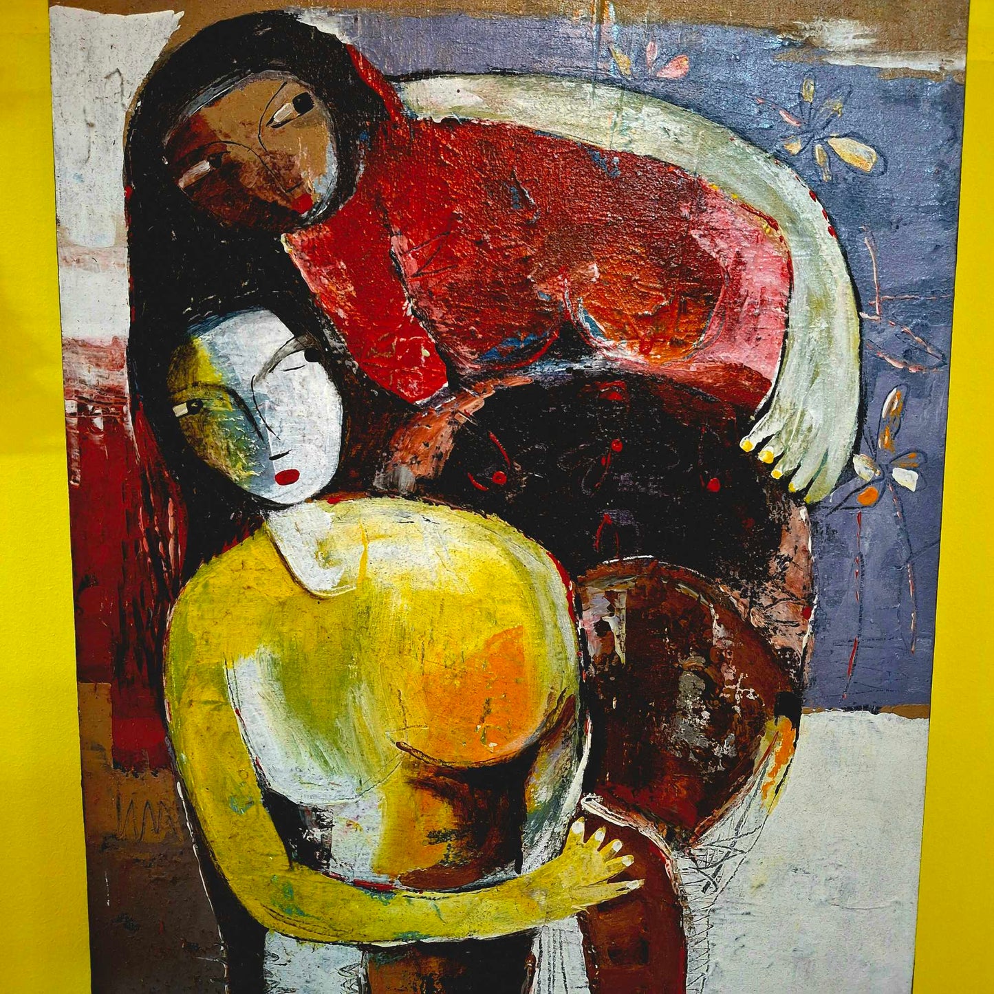 Dipinto etnico quadro maternità arte impressionismo