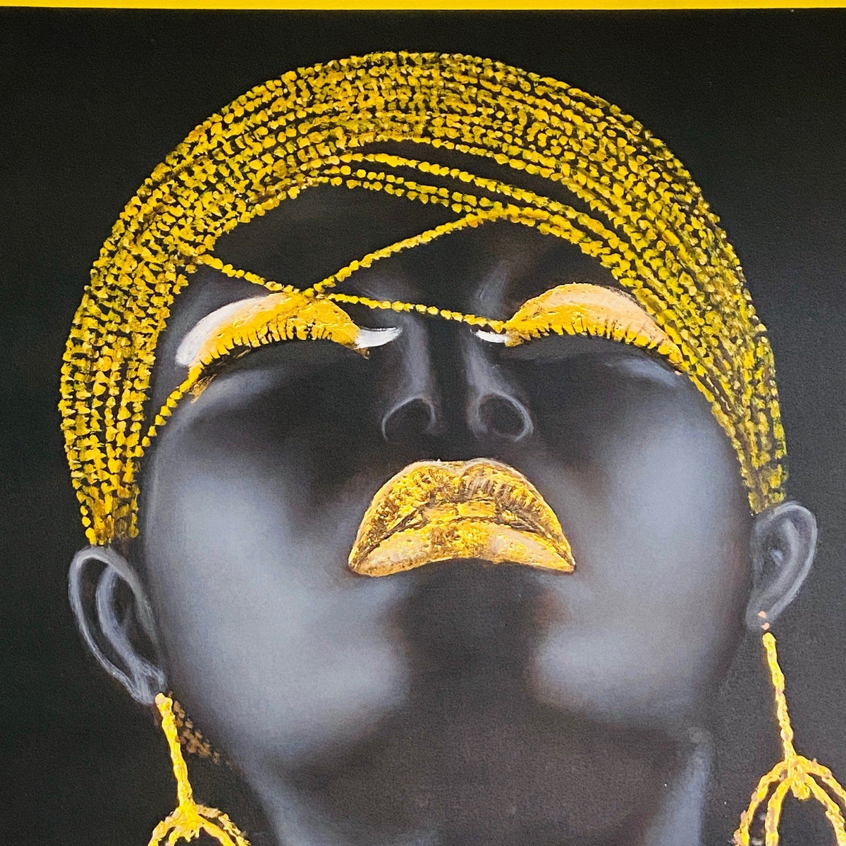 Quadro Etnico Dipinto Olio Su Tela Donna Oro - ETNICBAY