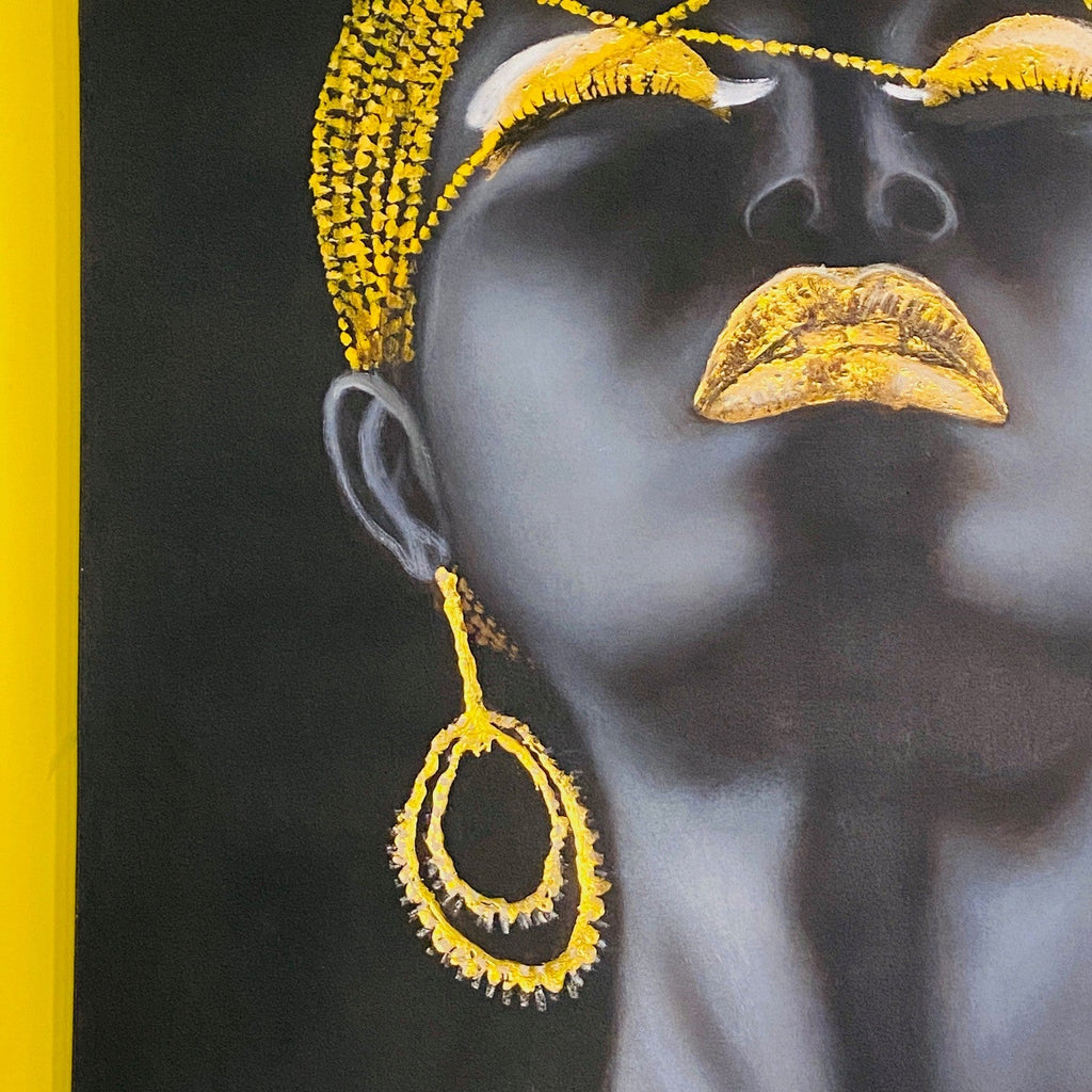 Quadro Etnico Dipinto Olio Su Tela Donna Oro - ETNICBAY