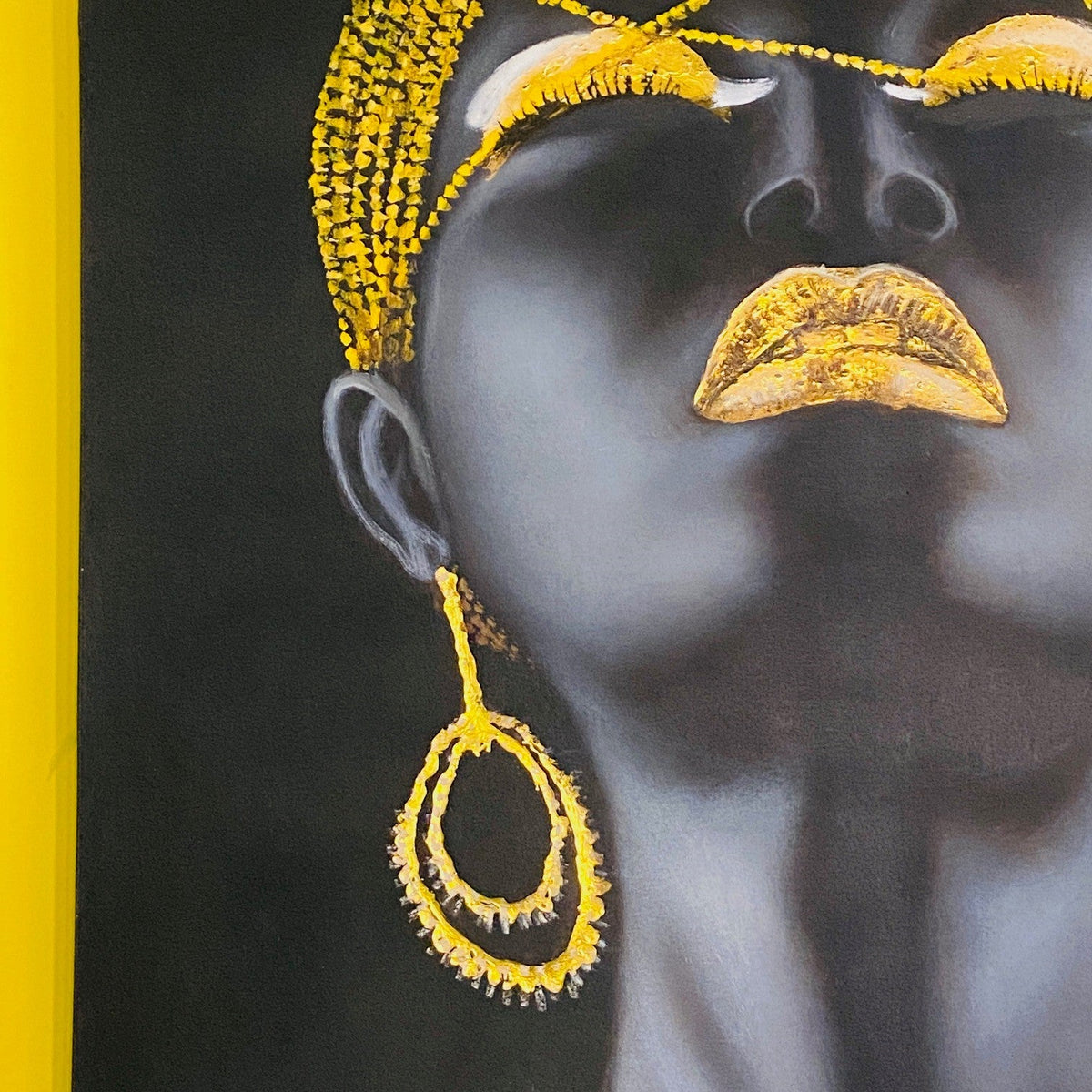 Quadro Etnico Dipinto Olio Su Tela Donna Oro - ETNICBAY