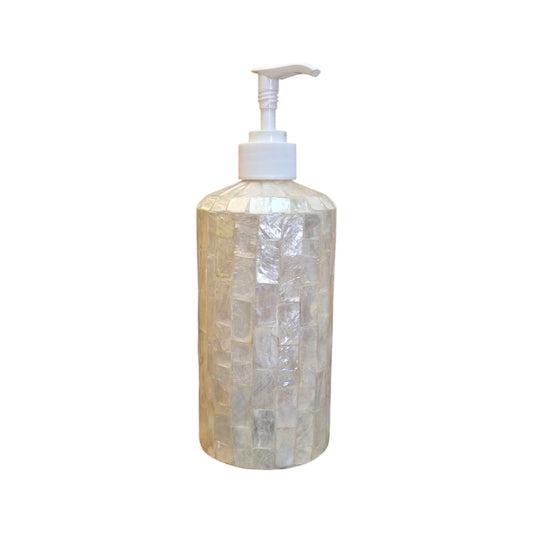 Distributeur de savon en nacre argenté