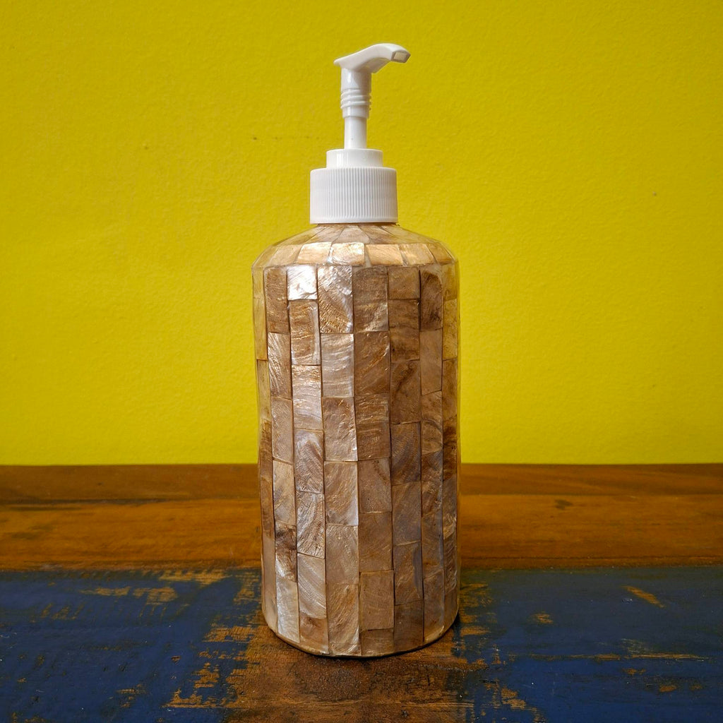 Dispenser bagno in madre perla porta sapone oro