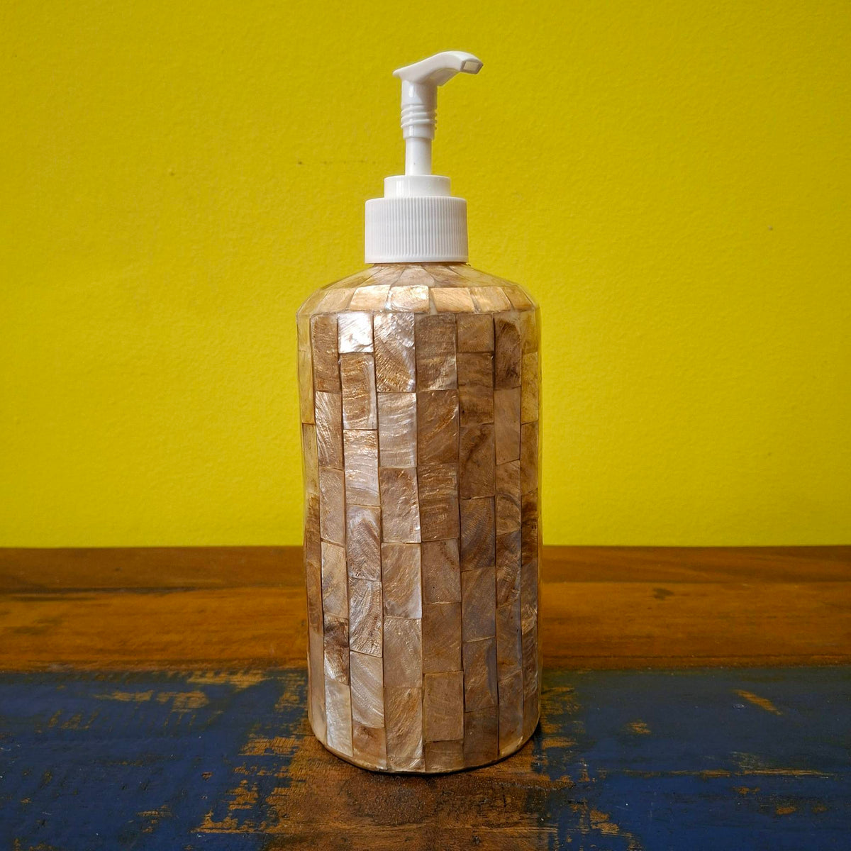 Dispenser bagno in madre perla porta sapone oro