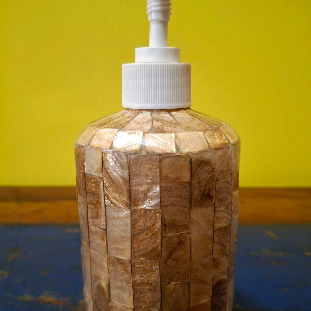 Dispenser bagno in madre perla porta sapone oro