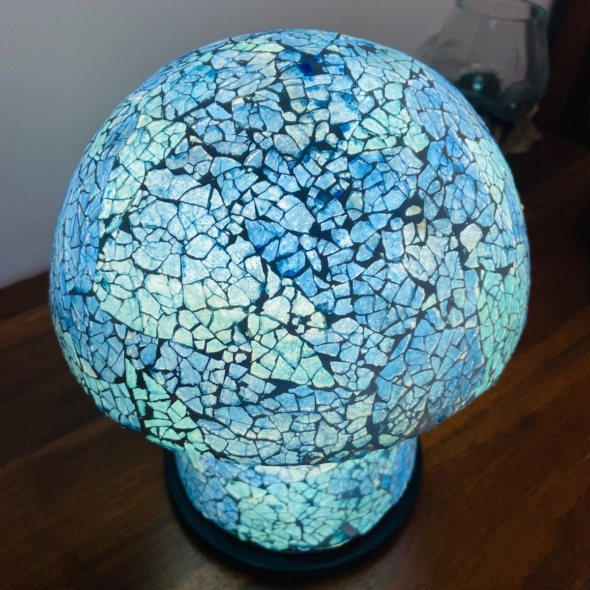 Abatjour etnica in vetro mosaico lampada fungo artigianale