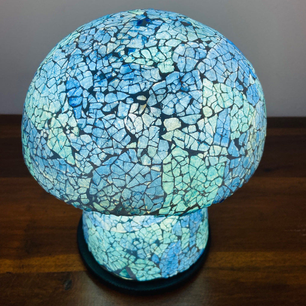 Abatjour etnica in vetro mosaico lampada fungo artigianale