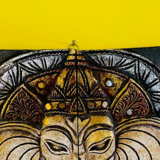 Quadro Ganesh Pannello Legno Arredamento Etnico
