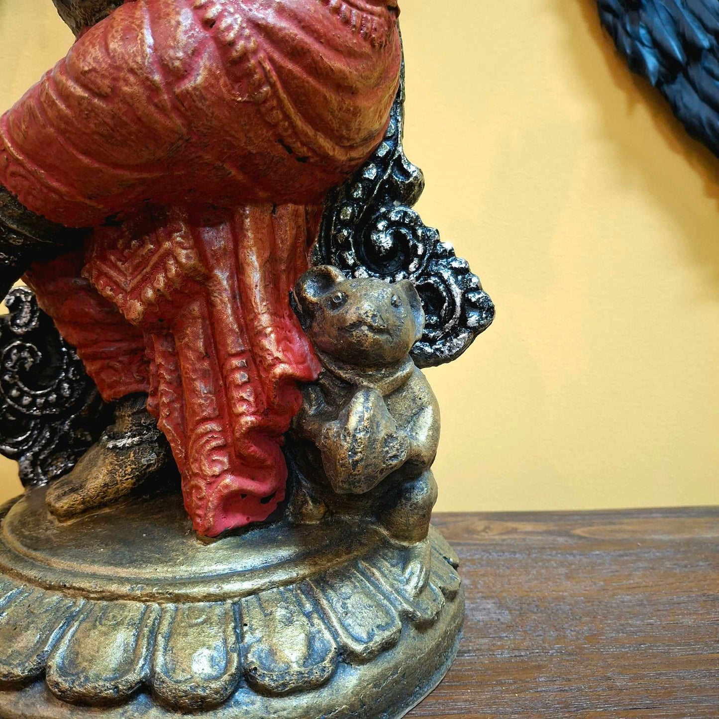 Dancing Ganesh Hindu Ethnic Statue White Bronze