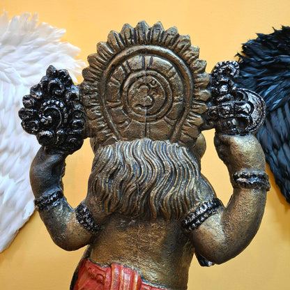 Dancing Ganesh Hindu Ethnic Statue White Bronze