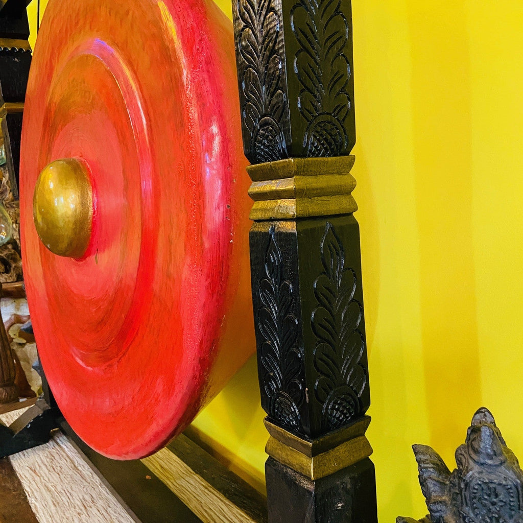 Gong professionale stand legno intagli e draghi - ETNICBAY