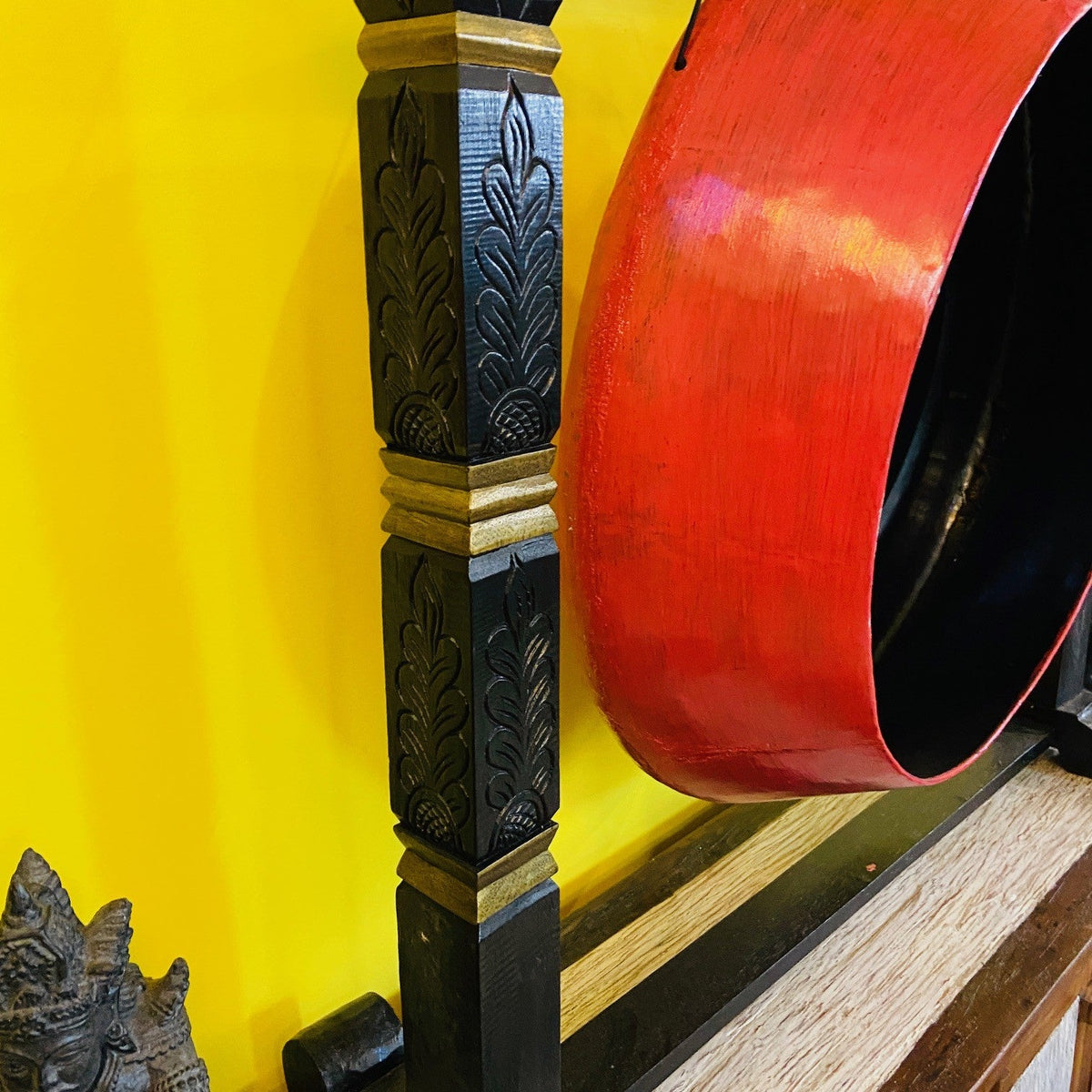 Gong professionale stand legno intagli e draghi - ETNICBAY