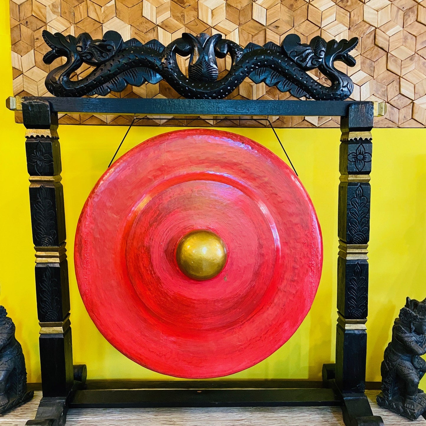Professional Gong Stand Wood Carvings and Dragons