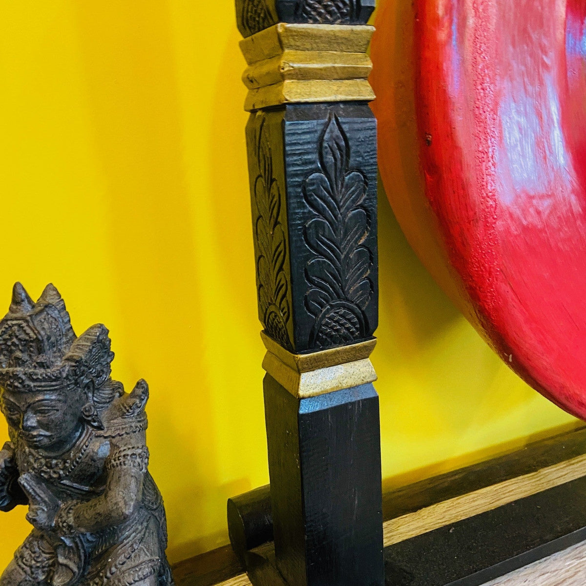 Gong professionale stand legno intagli e draghi - ETNICBAY