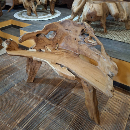 Panchina etnica in radice di legno teak
