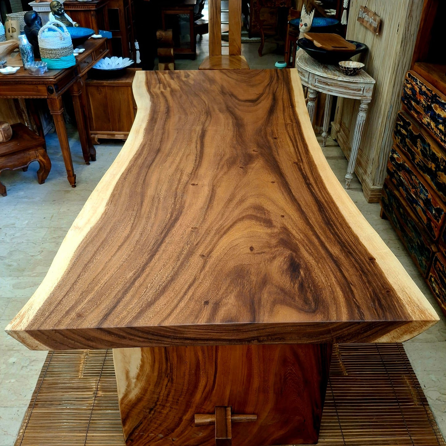 Tavolo etnico fetta intera legno suar