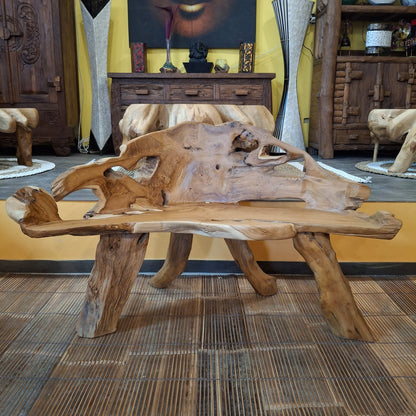 Panchina etnica in radice di legno teak