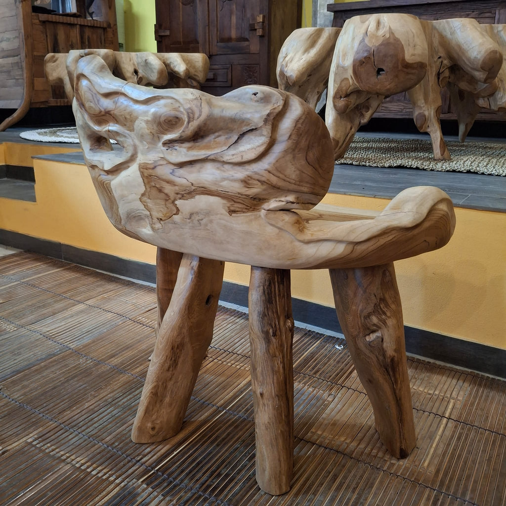 Panchina etnica radice teak poltroncina rustica