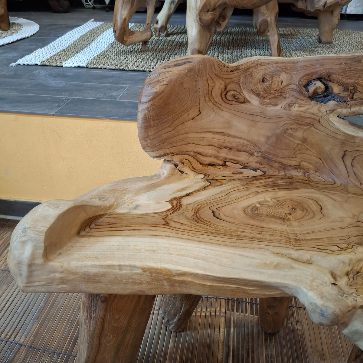 Panchina etnica radice teak poltroncina rustica