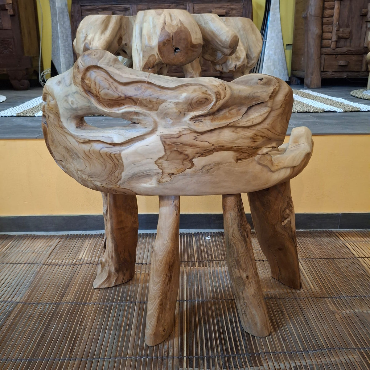 Panchina etnica radice teak poltroncina rustica
