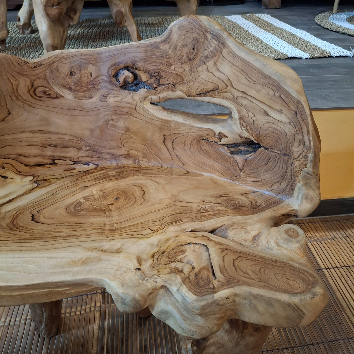 Panchina etnica radice teak poltroncina rustica