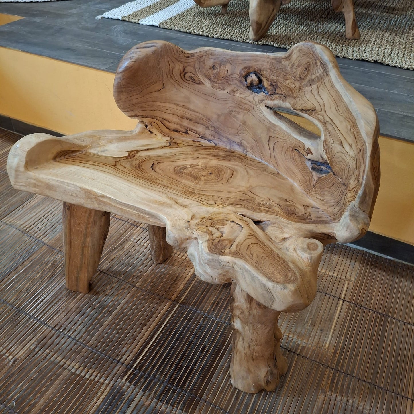 Panchina etnica radice di legno teak