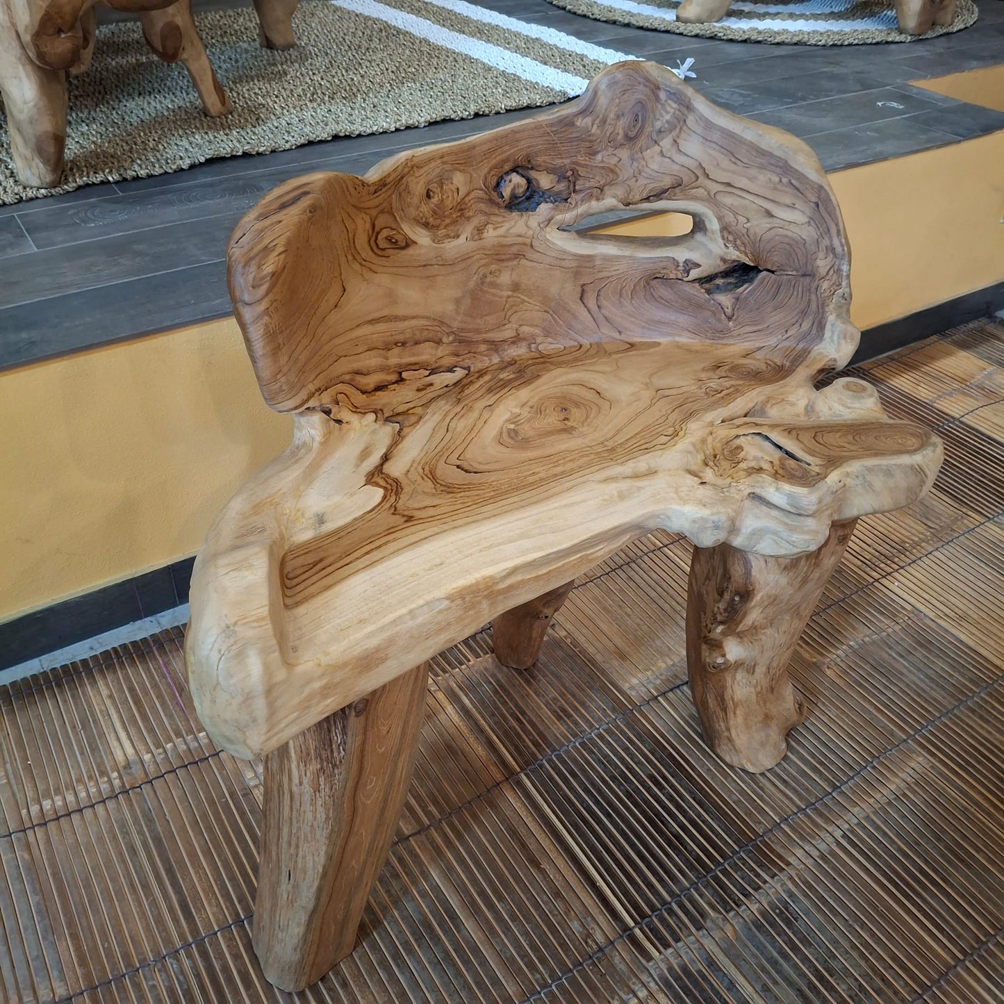 Panchina etnica radice di legno teak
