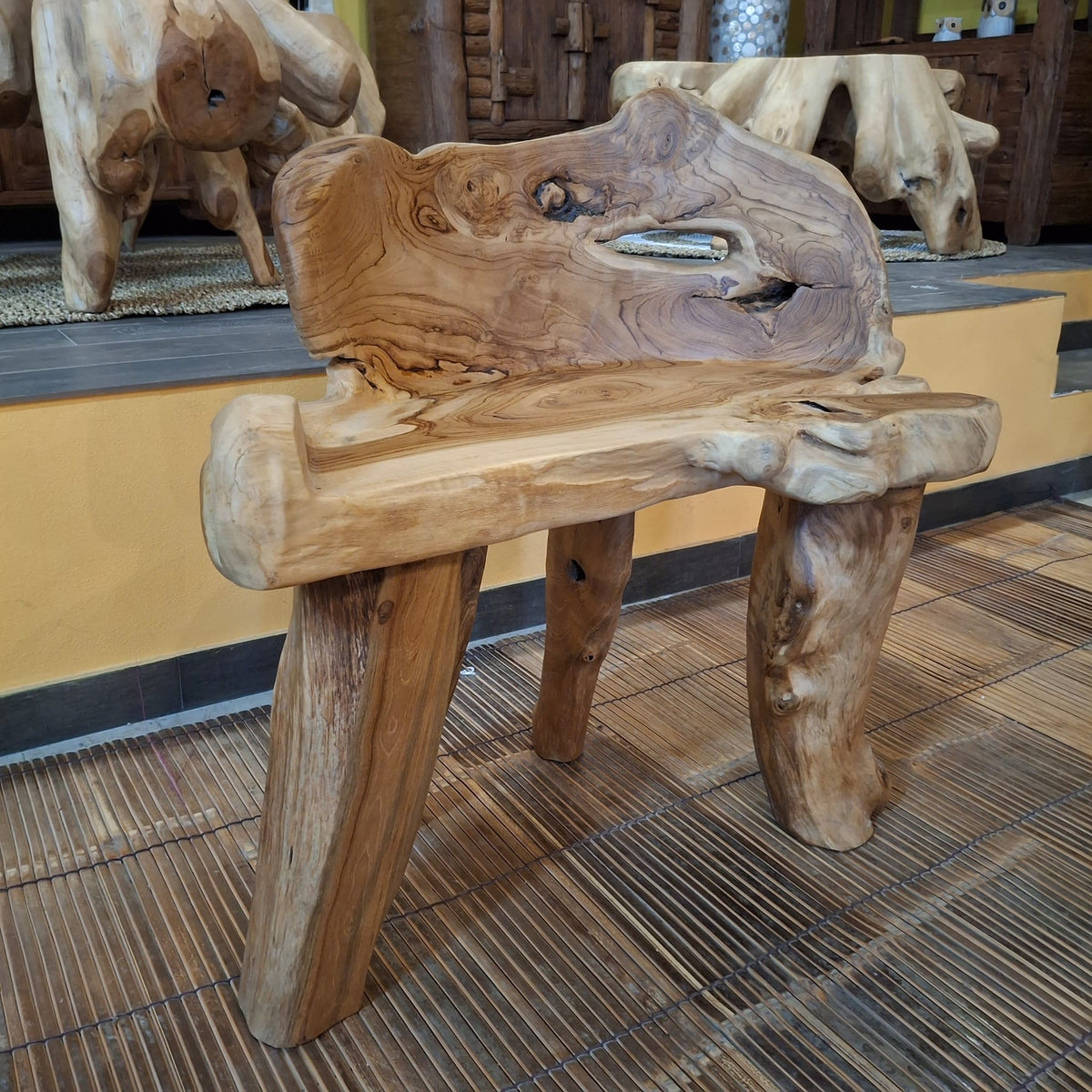 Panchina etnica radice teak poltroncina rustica