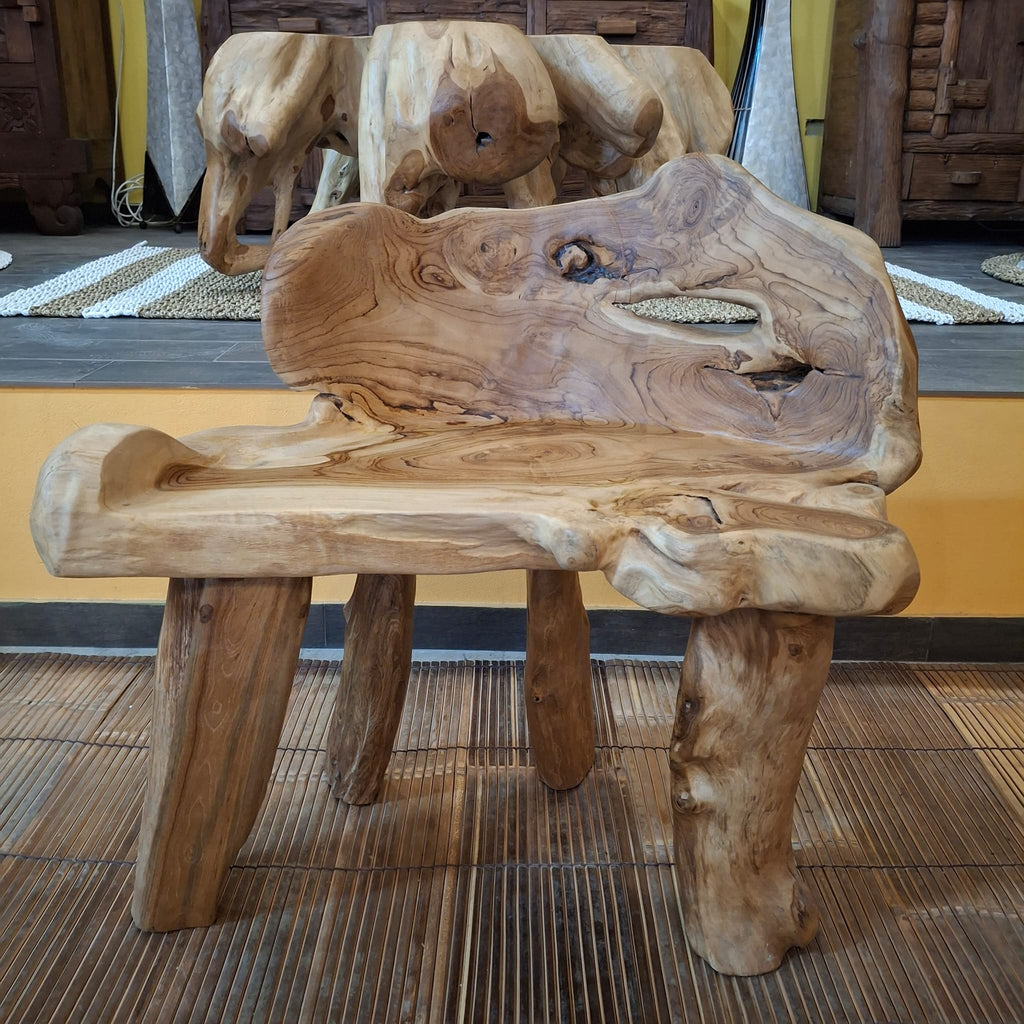 Panchina etnica radice teak poltroncina rustica