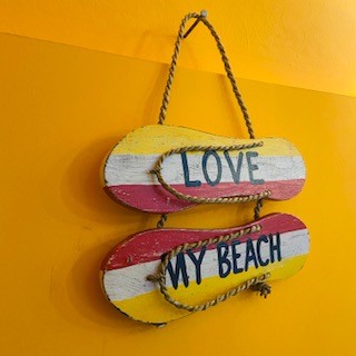 Sandali decorativi in legno "Love My Beach" - ETNICBAY