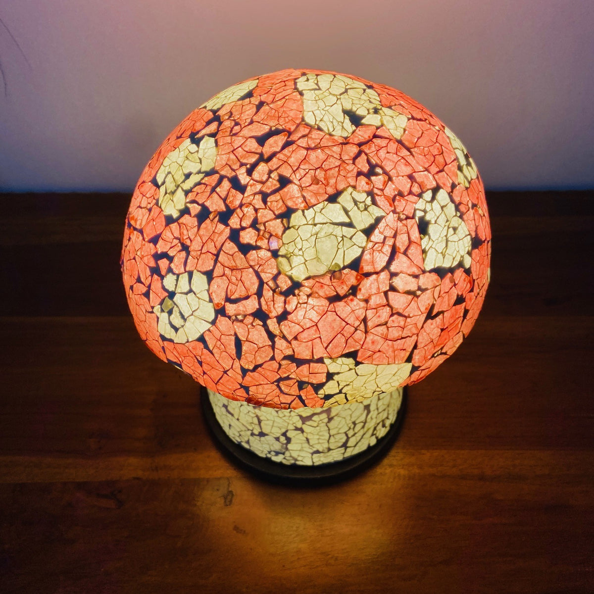 Abatjour etnica in mosaico di vetro lampada fungo artigianale
