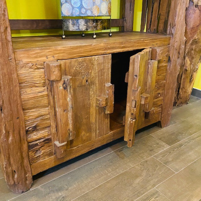 Bibliothèque ethnique wabi sabi buffet en bois de teck