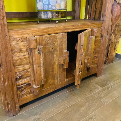 Bibliothèque ethnique wabi sabi buffet en bois de teck