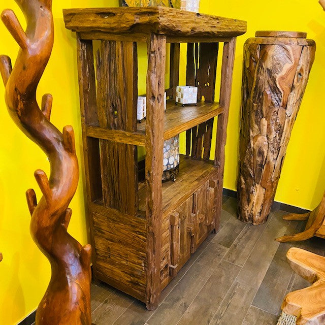 Bibliothèque ethnique wabi sabi buffet en bois de teck