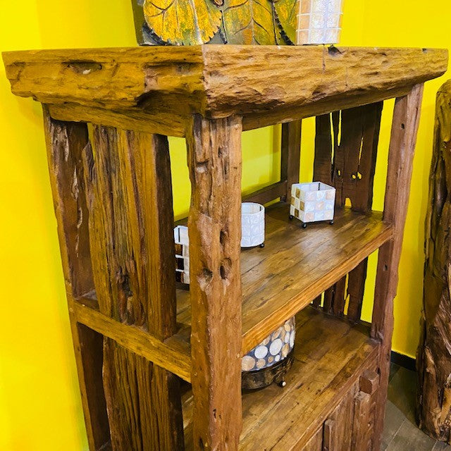 Bibliothèque ethnique wabi sabi buffet en bois de teck