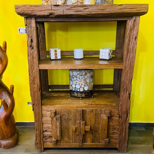 Bibliothèque ethnique wabi sabi buffet en bois de teck