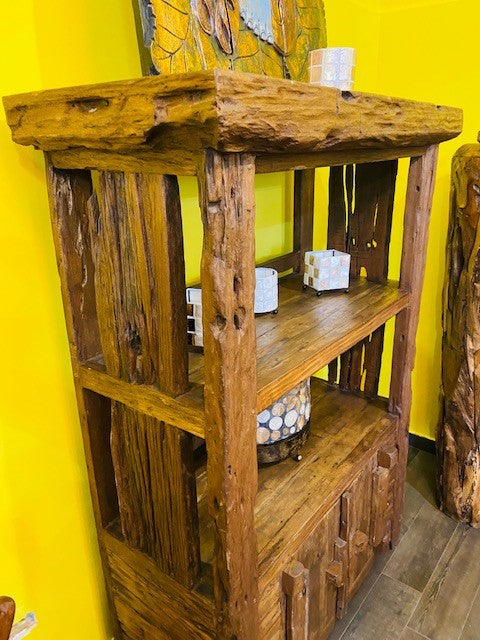 Bibliothèque ethnique wabi sabi buffet en bois de teck