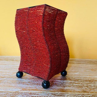 Lampada etnica abatjour ferro con perline rosse - ETNICBAY