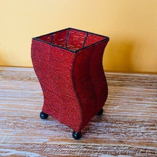 Lampada etnica abatjour ferro con perline rosse - ETNICBAY