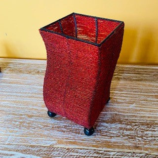 Lampada etnica abatjour ferro con perline rosse - ETNICBAY