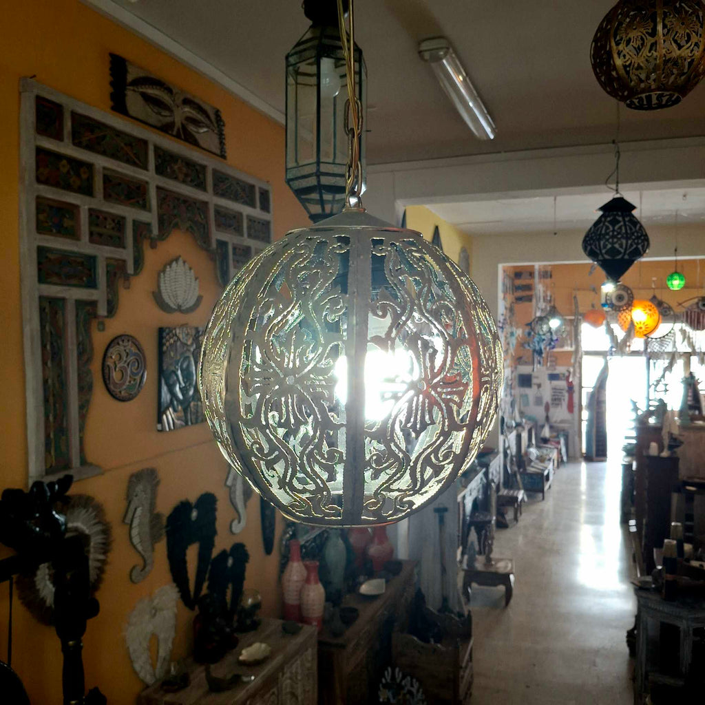 Lampadario etnico orientale in ferro battuto