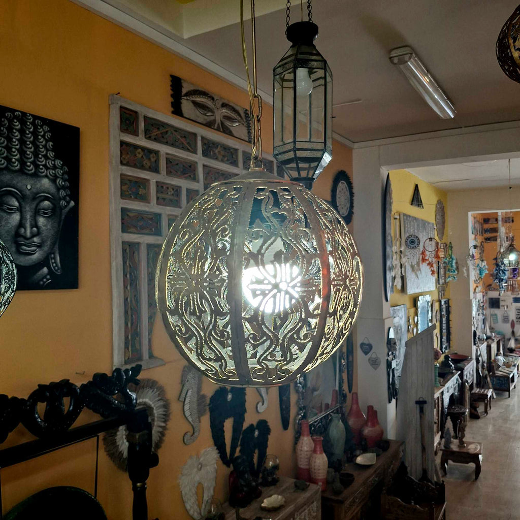 Lampadario etnico orientale in ferro battuto